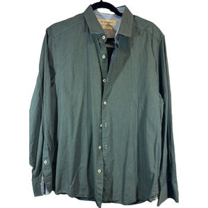 Tommy Bahama Size L Island Modern Fit blue Green Plaid Check Shirt Button A1